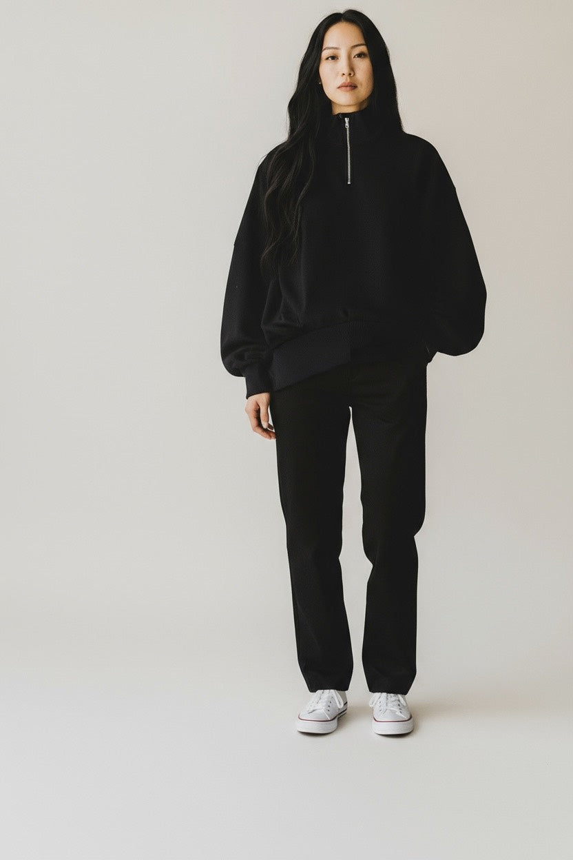 Heavy Grammage Mock Neck Zipper