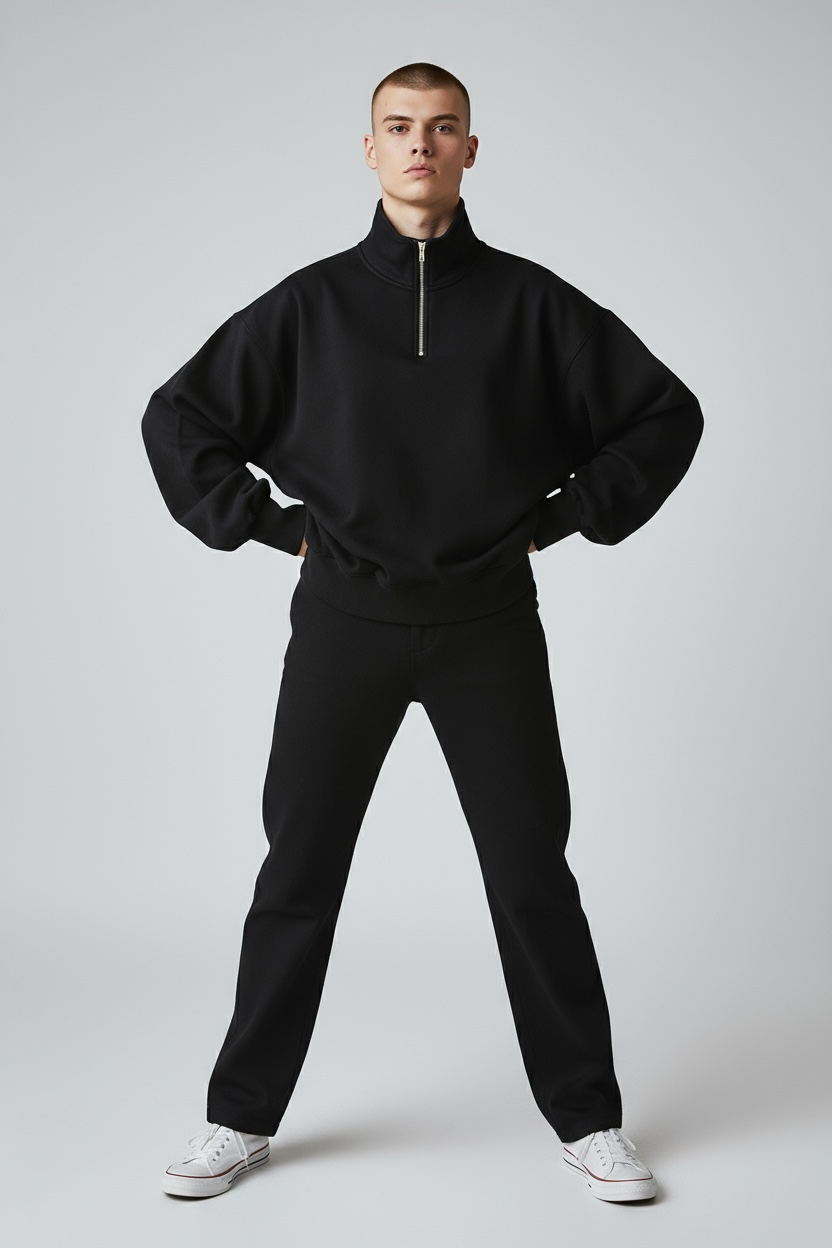 Heavy Grammage Mock Neck Zipper