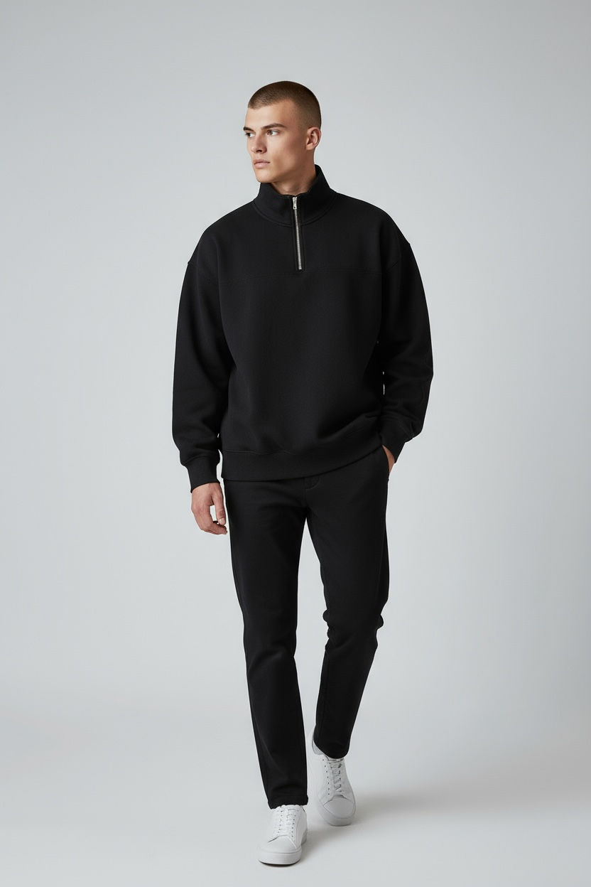 Heavy Grammage Mock Neck Zipper