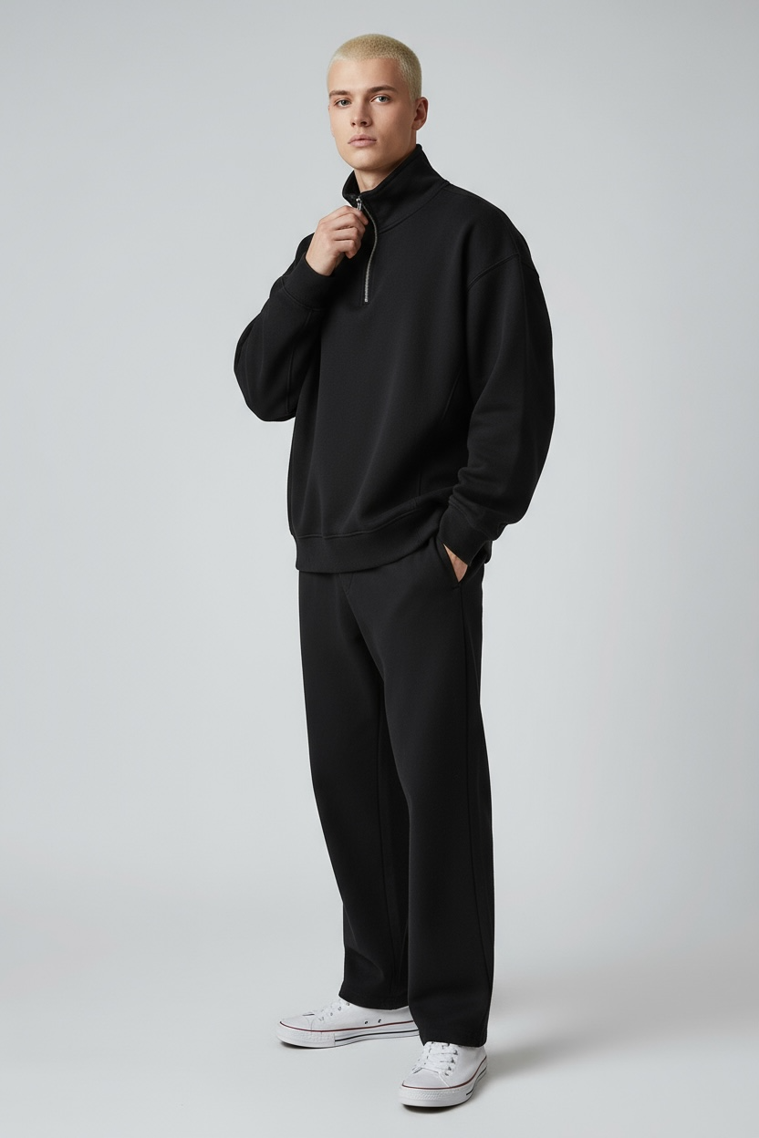 Heavy Grammage Mock Neck Zipper