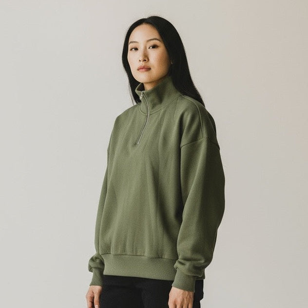 Heavy Grammage Mock Neck Zipper