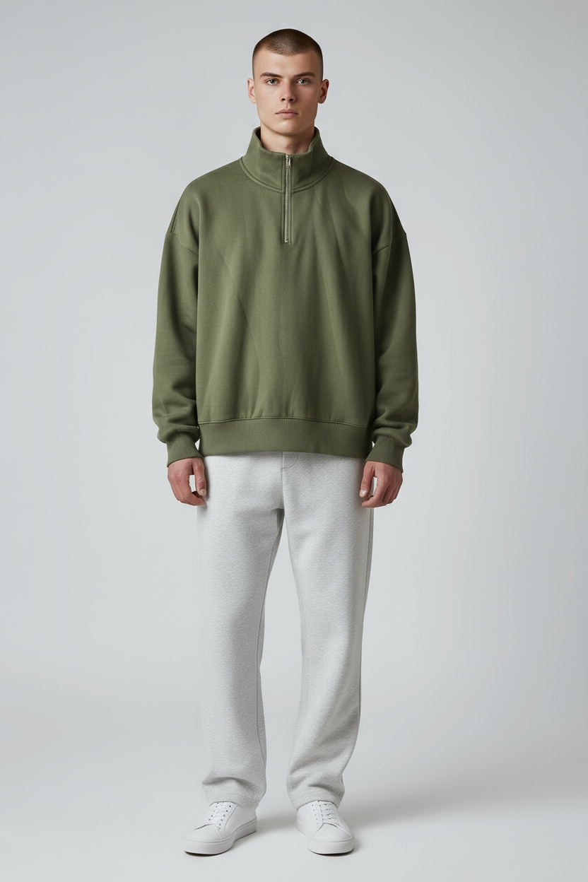 Heavy Grammage Mock Neck Zipper