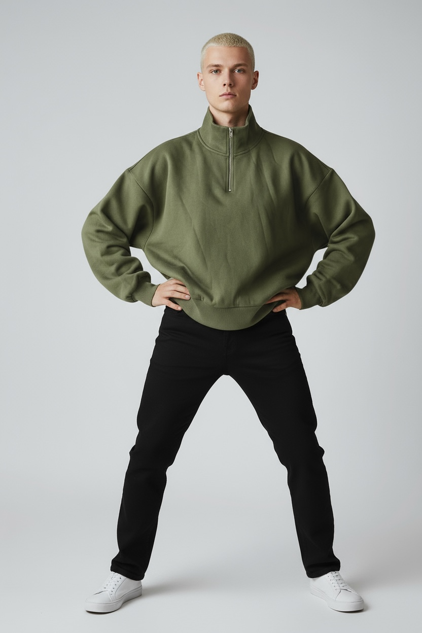 Heavy Grammage Mock Neck Zipper