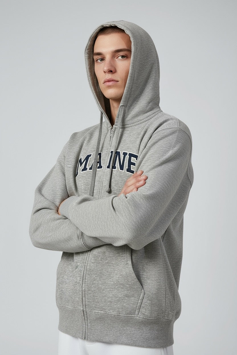 Embroidery MAINE Hoodie Zipper