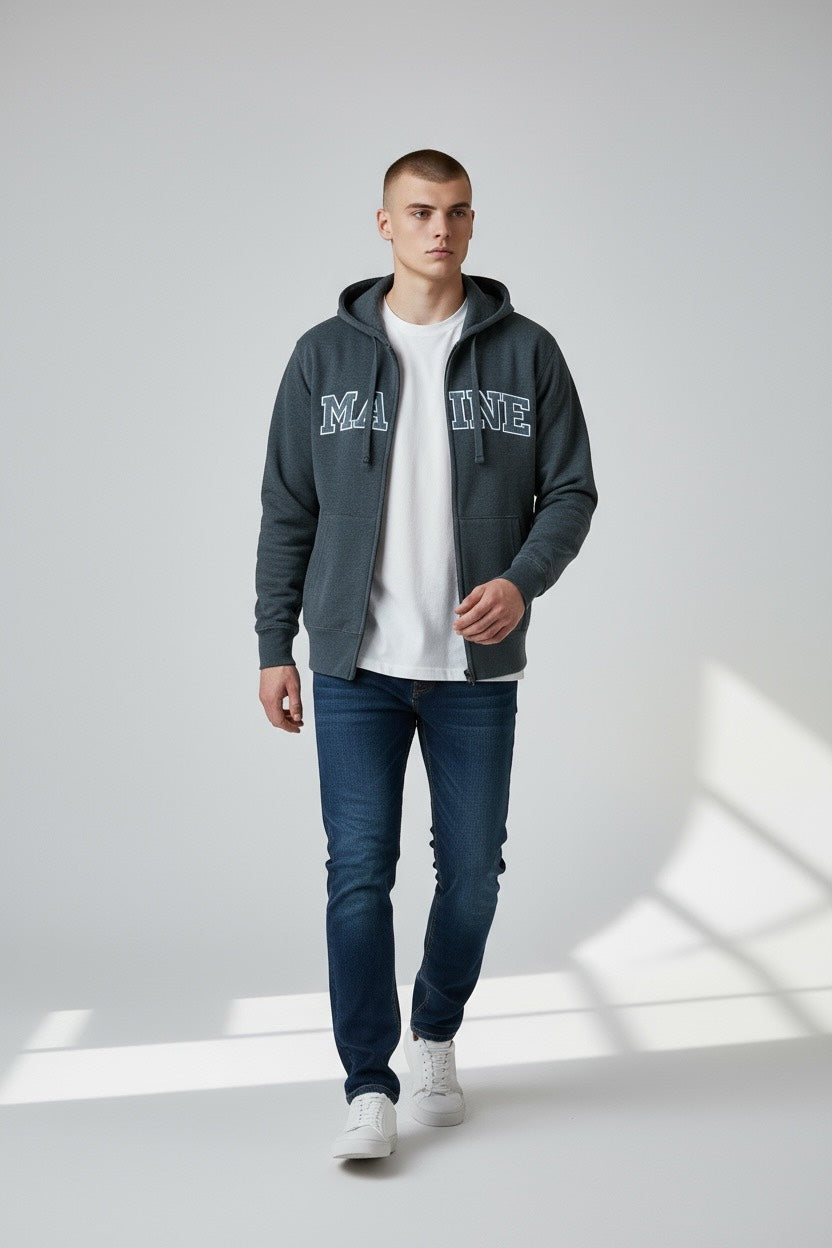 Embroidery MAINE Hoodie Zipper