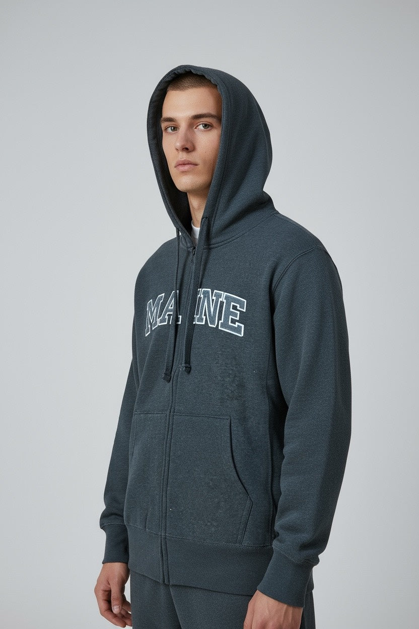 Embroidery MAINE Hoodie Zipper