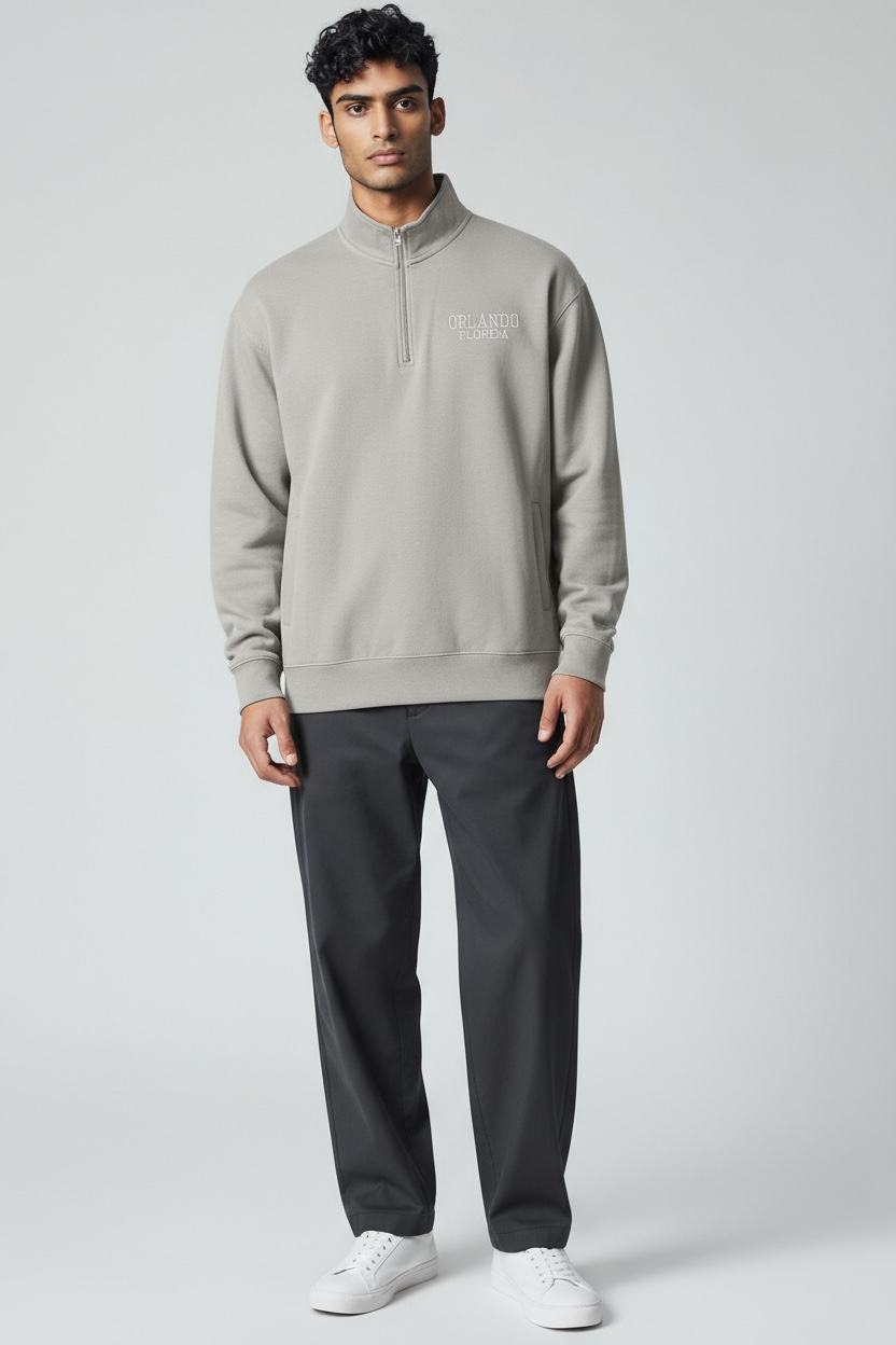 Embroidery Orlando Mock Neck Zipper