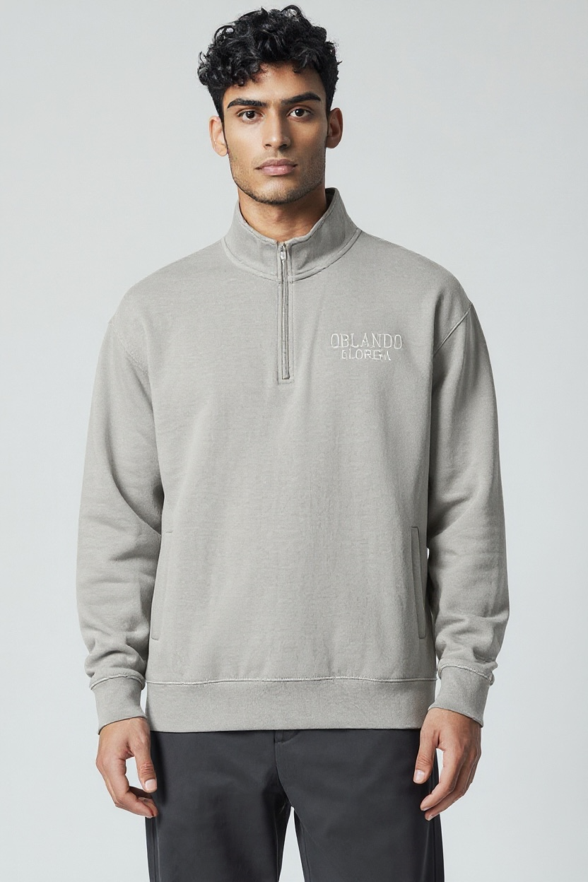 Embroidery Orlando Mock Neck Zipper