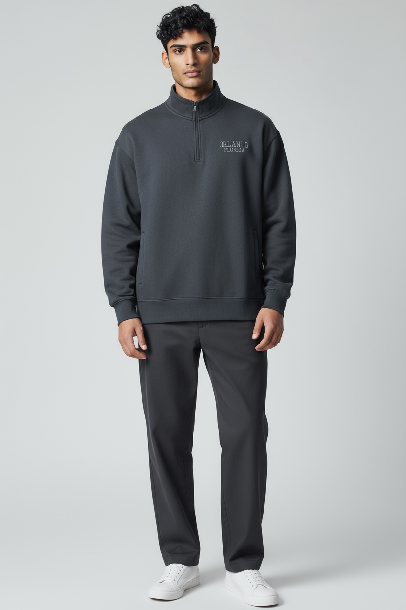 Embroidery Orlando Mock Neck Zipper