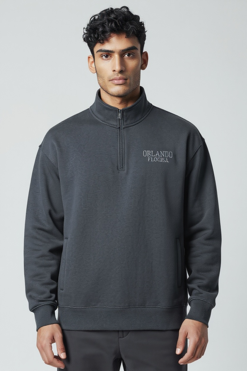 Embroidery Orlando Mock Neck Zipper