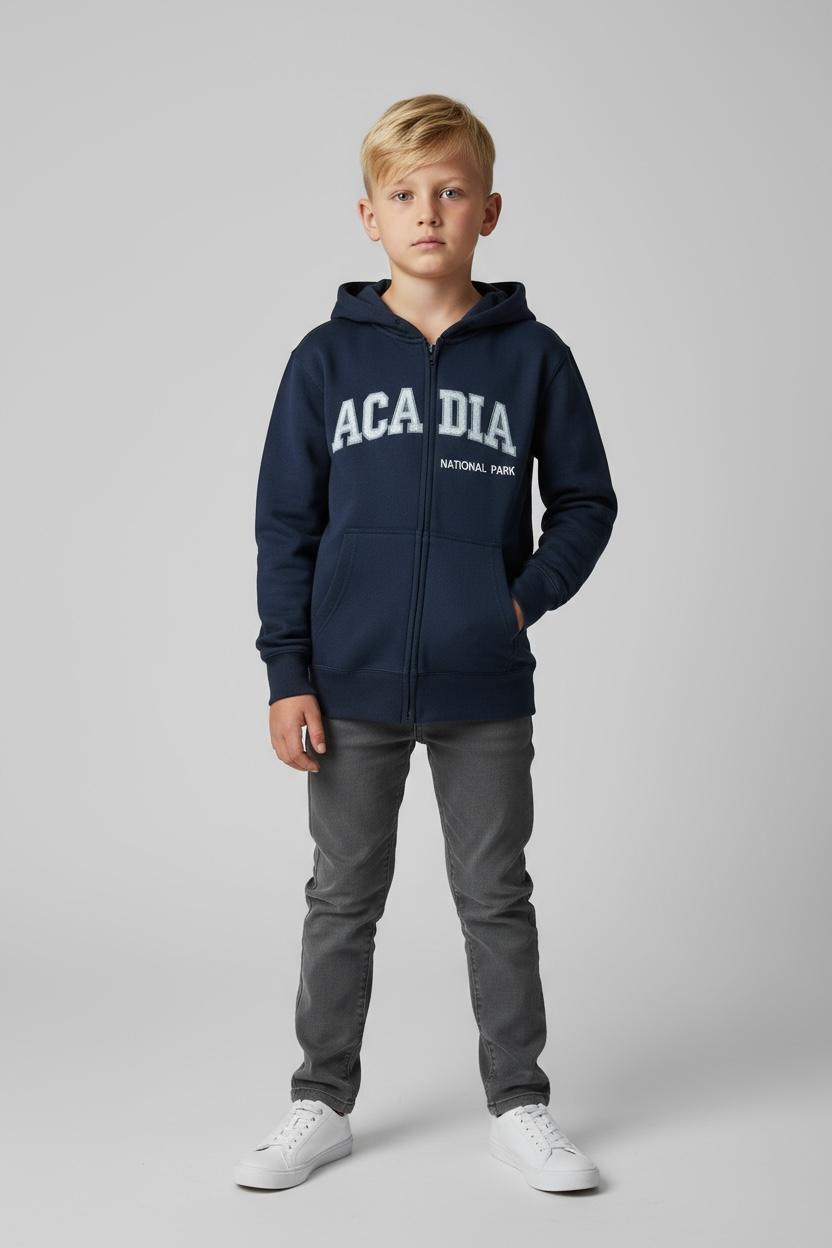 Kid's Embroidery Acadia Zipper