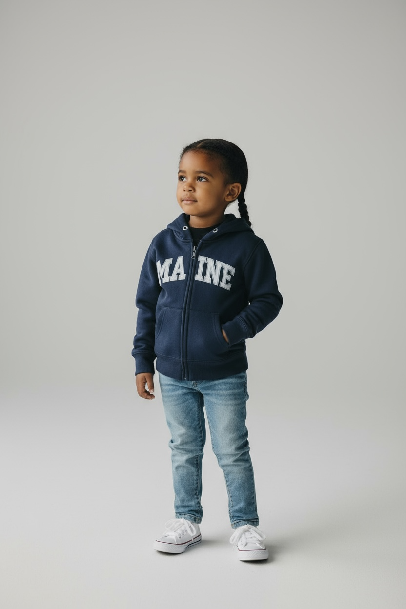 Kid’s Embroidery Maine Zipper