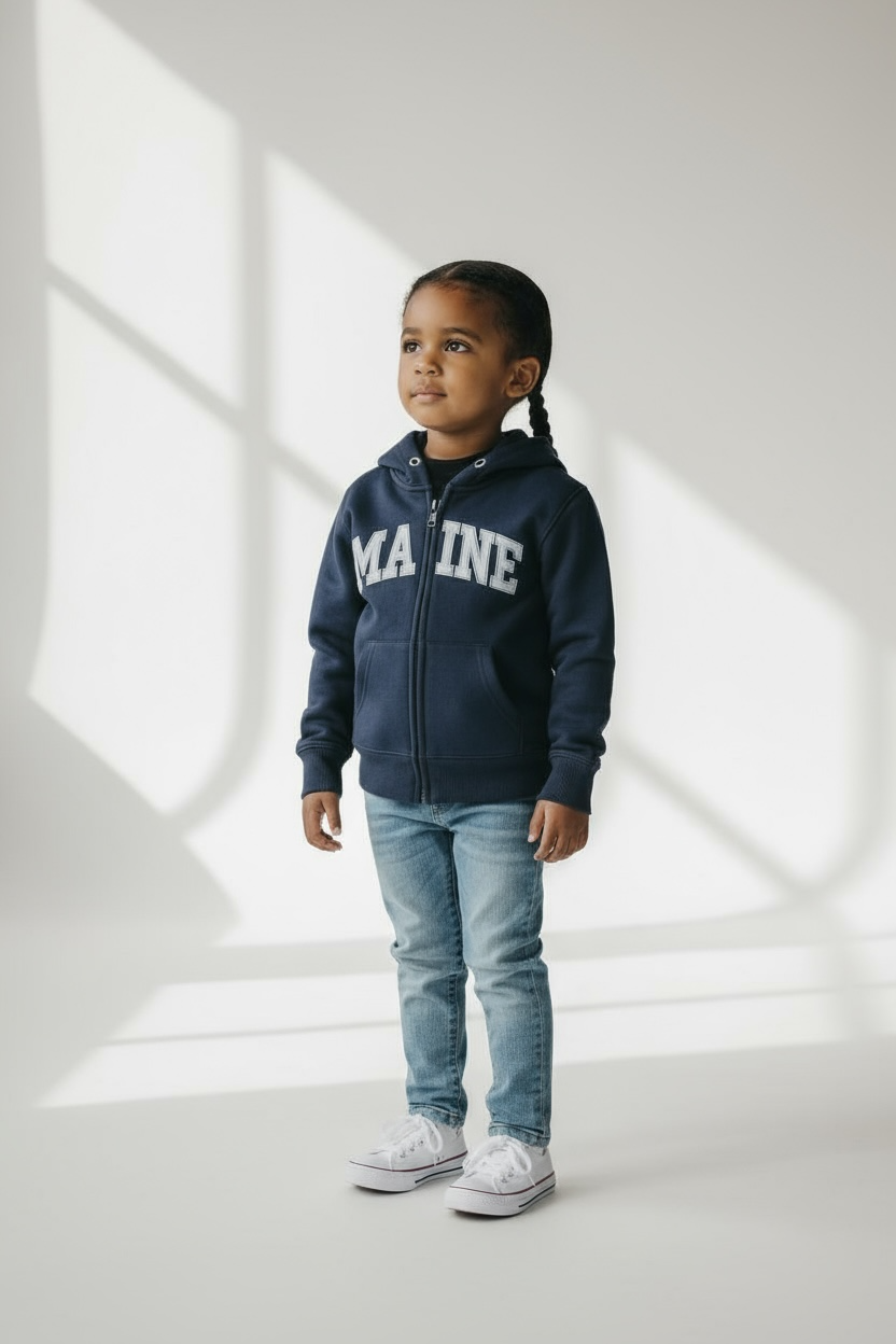 Kid’s Embroidery Maine Zipper