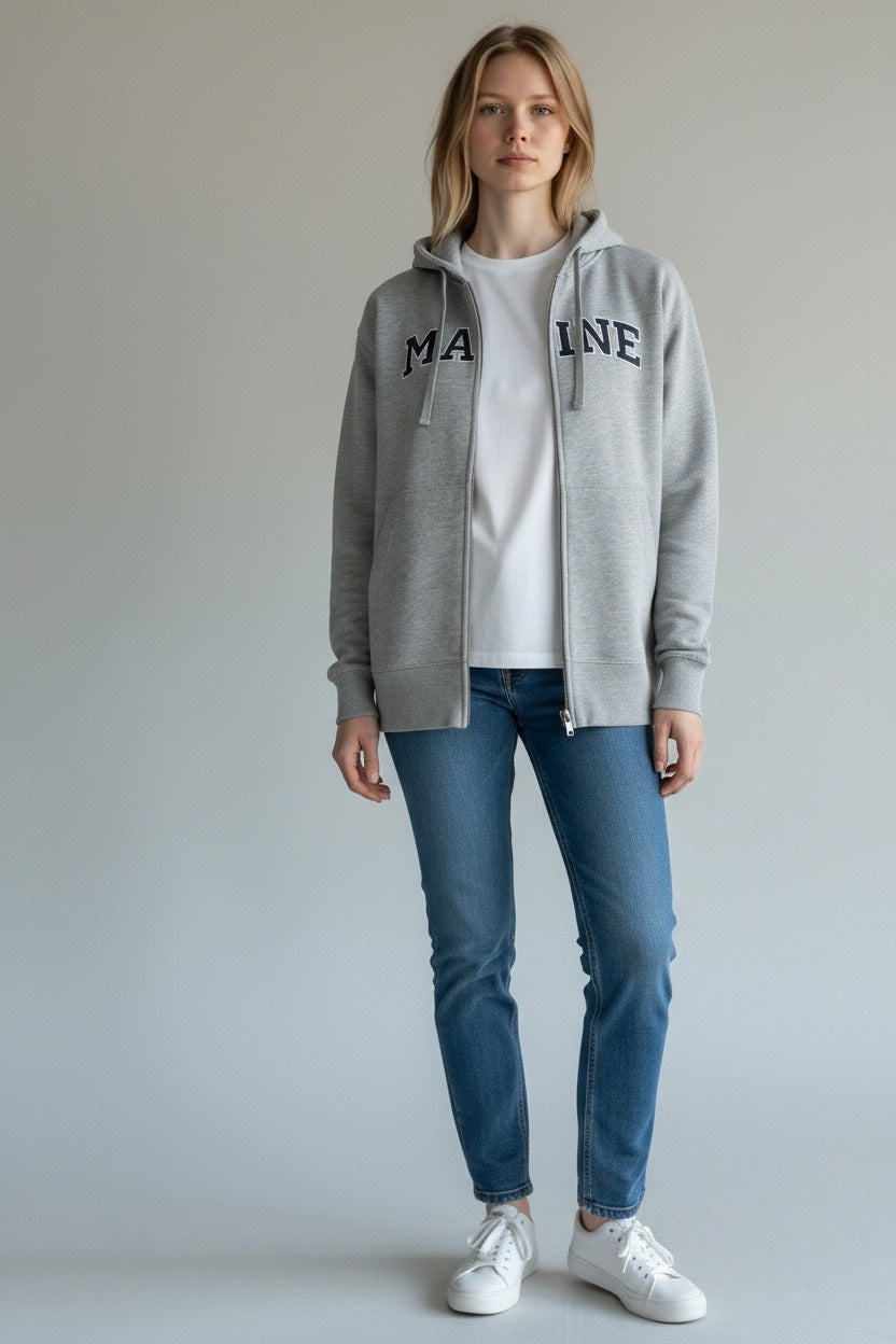 Embroidery MAINE Hoodie Zipper