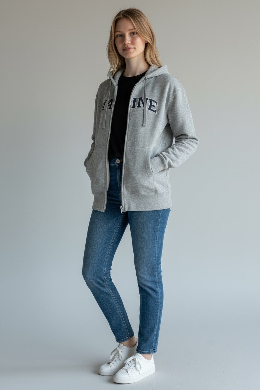 Embroidery MAINE Hoodie Zipper
