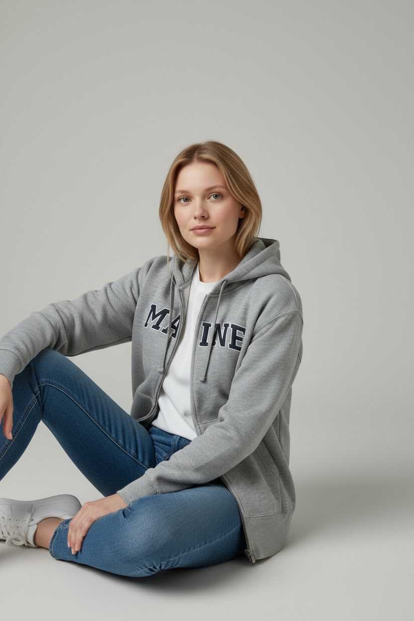 Embroidery MAINE Hoodie Zipper
