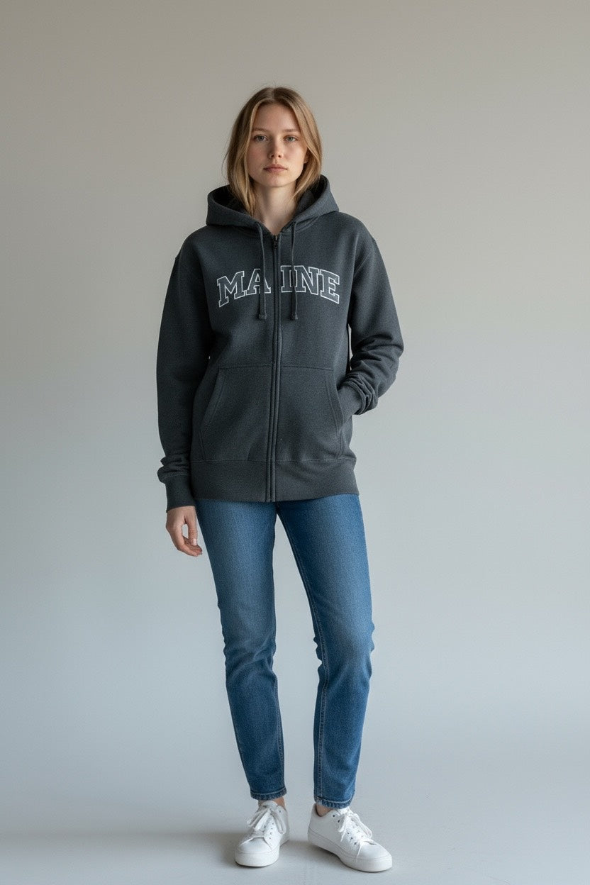 Embroidery MAINE Hoodie Zipper