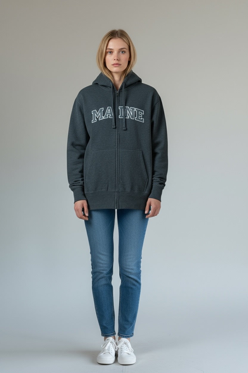 Embroidery MAINE Hoodie Zipper