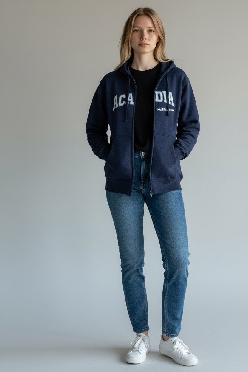 Embroidery ACADIA Hoodie Zipper