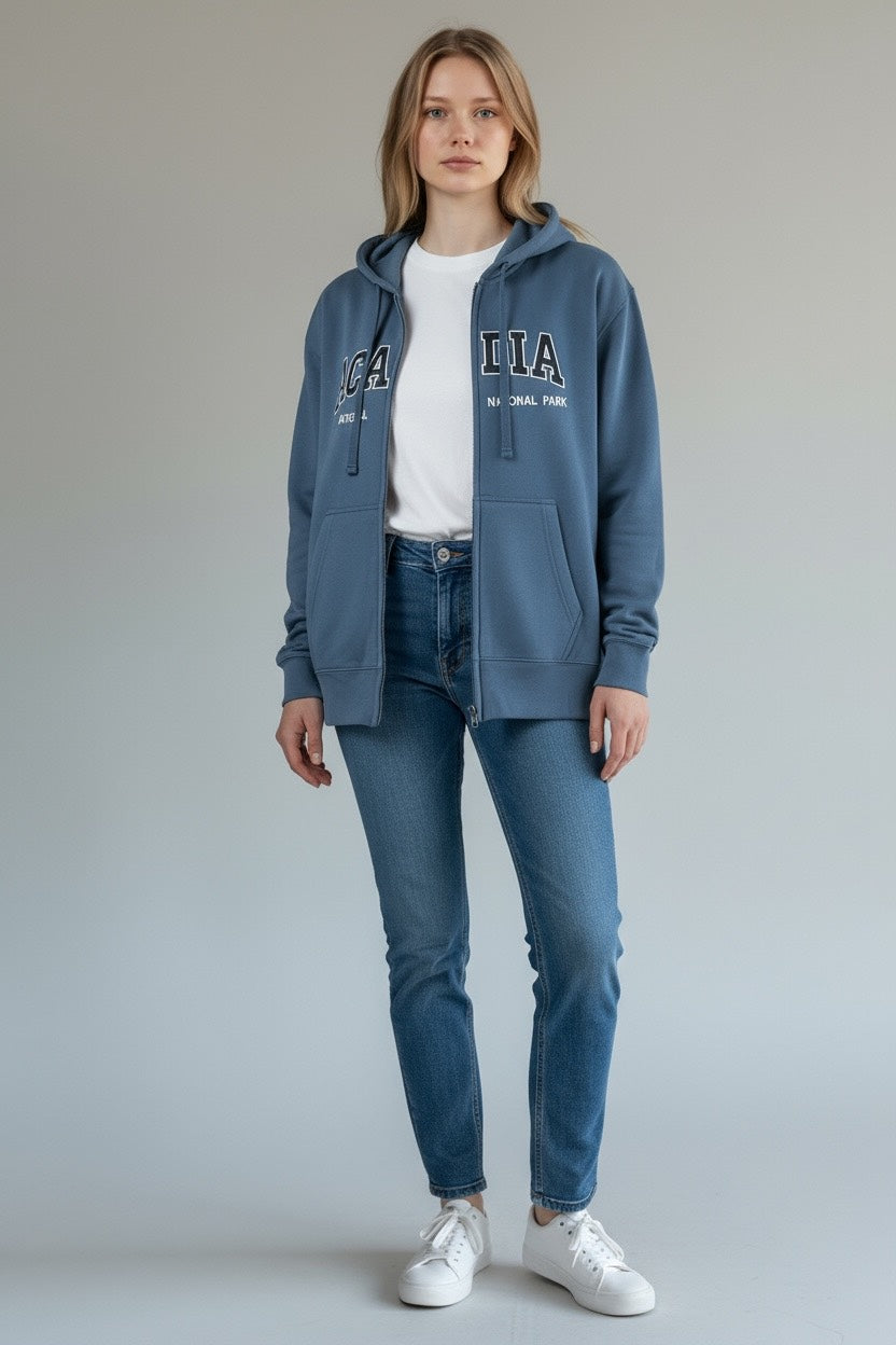 Embroidery ACADIA Hoodie Zipper