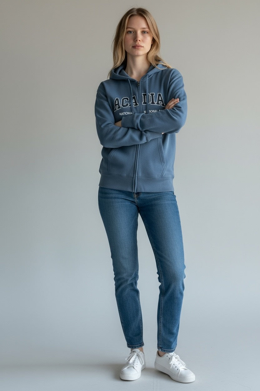 Embroidery ACADIA Hoodie Zipper