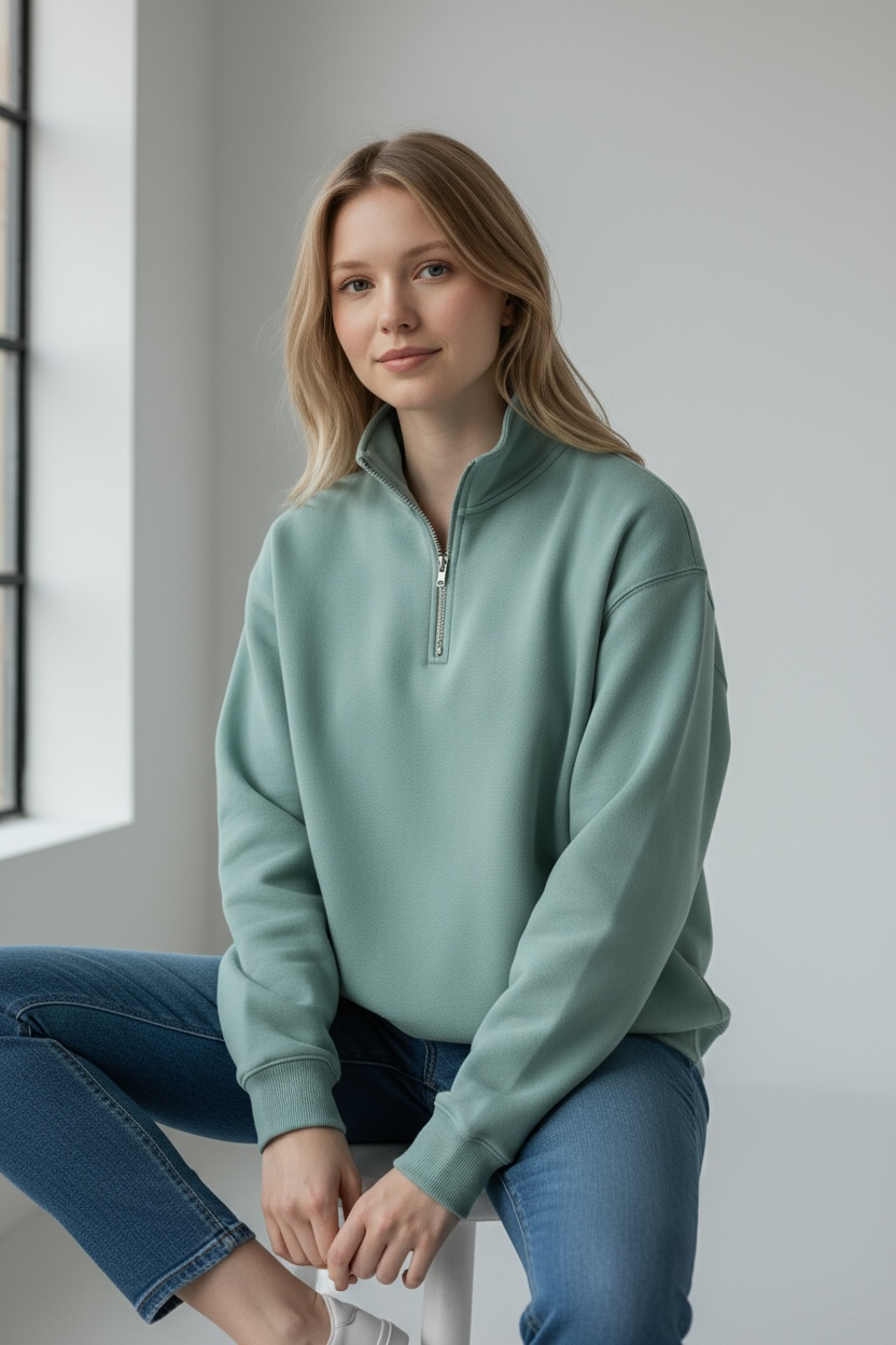 Mock Neck Quarter Zip Pullover