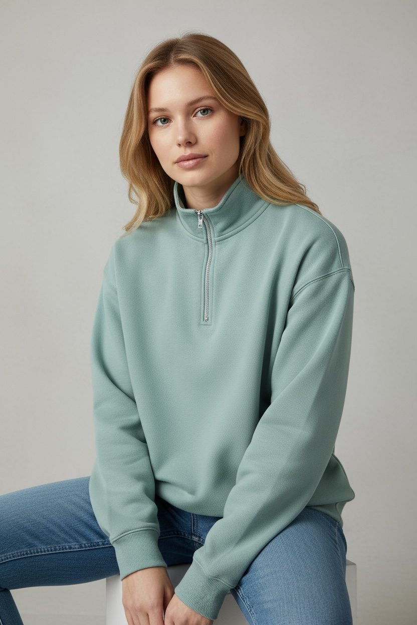 Mock Neck Quarter Zip Pullover