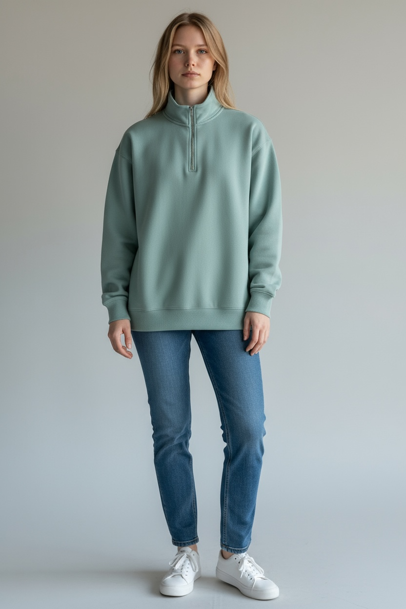 Mock Neck Quarter Zip Pullover