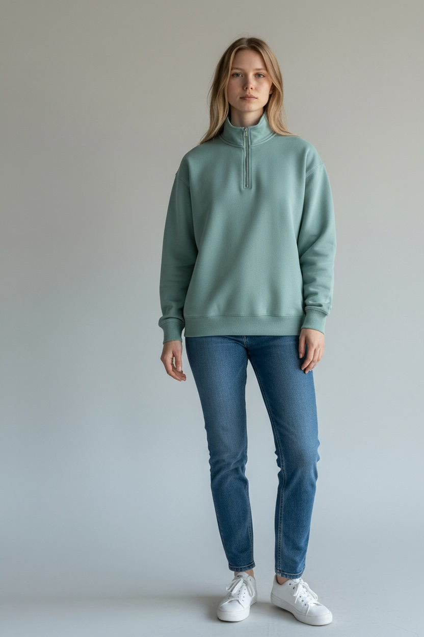 Mock Neck Quarter Zip Pullover