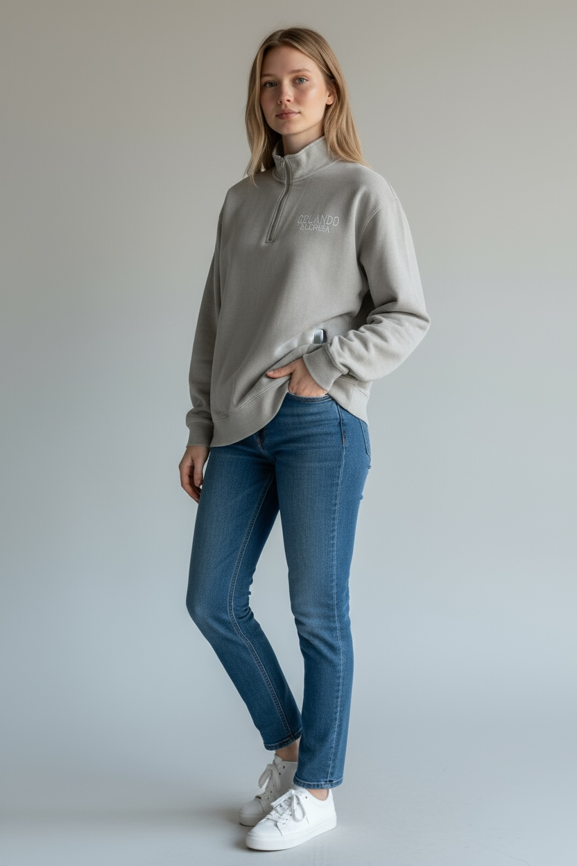 Embroidery Orlando Mock Neck Zipper