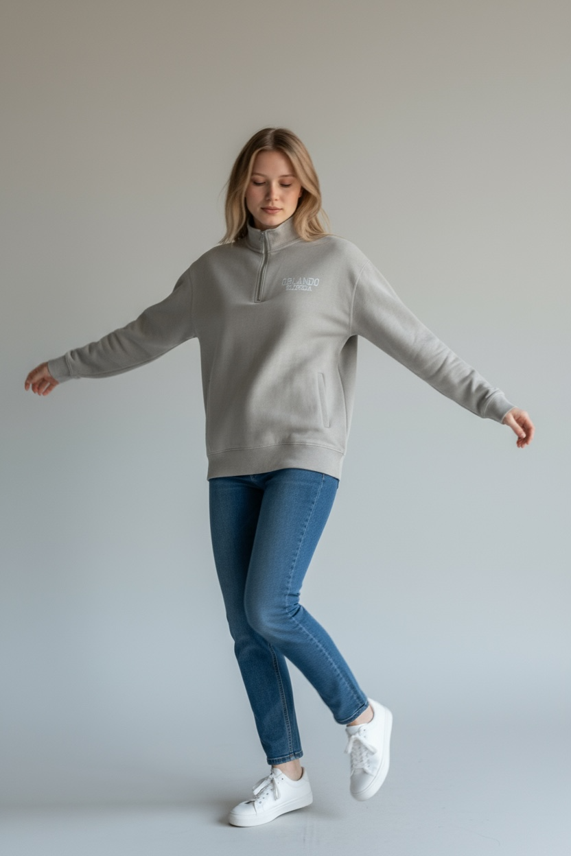 Embroidery Orlando Mock Neck Zipper