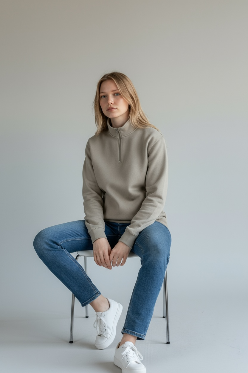 Mock Neck Quarter Zip Pullover