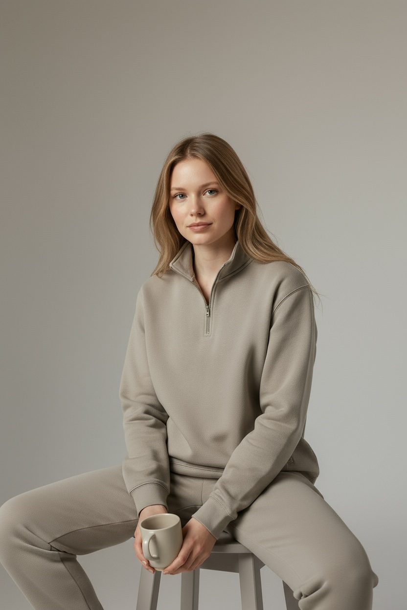 Mock Neck Quarter Zip Pullover
