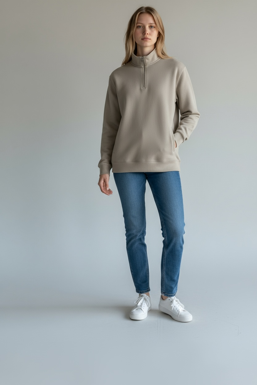 Mock Neck Quarter Zip Pullover