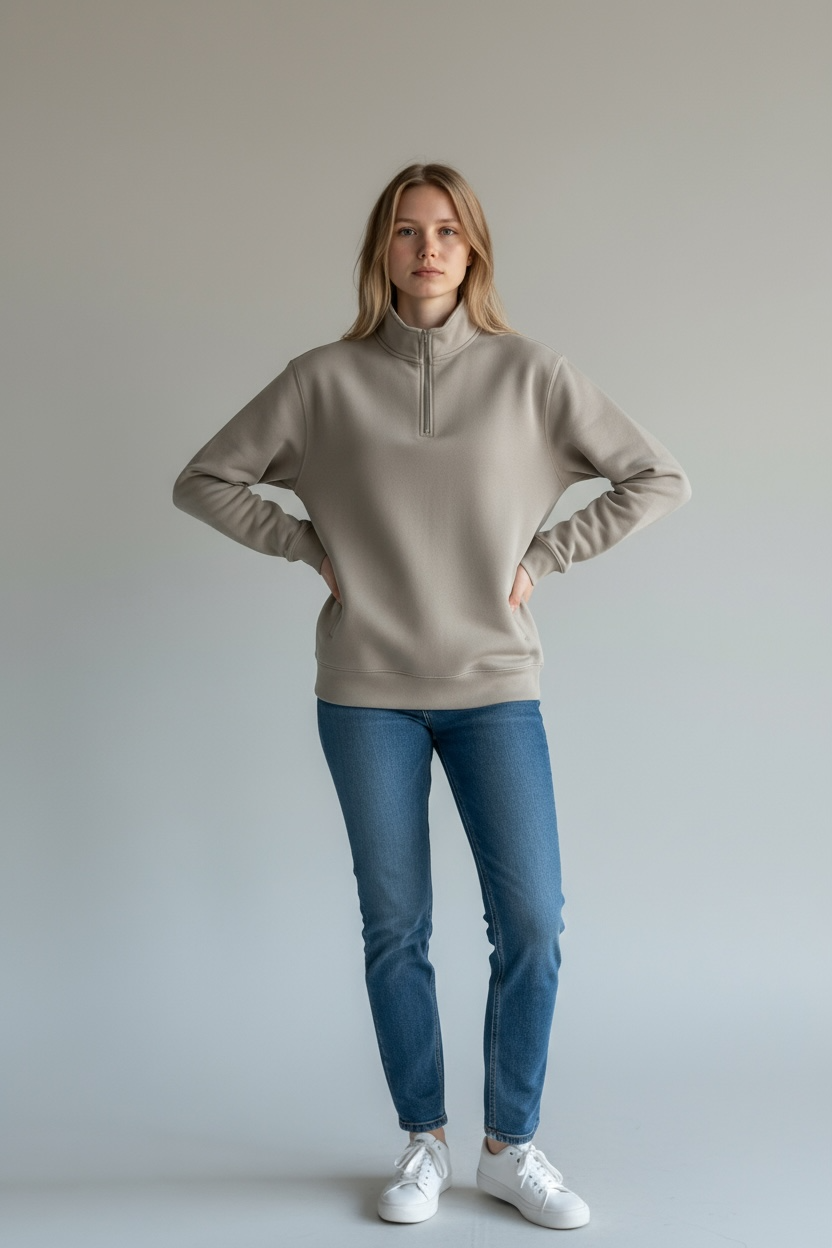 Mock Neck Quarter Zip Pullover