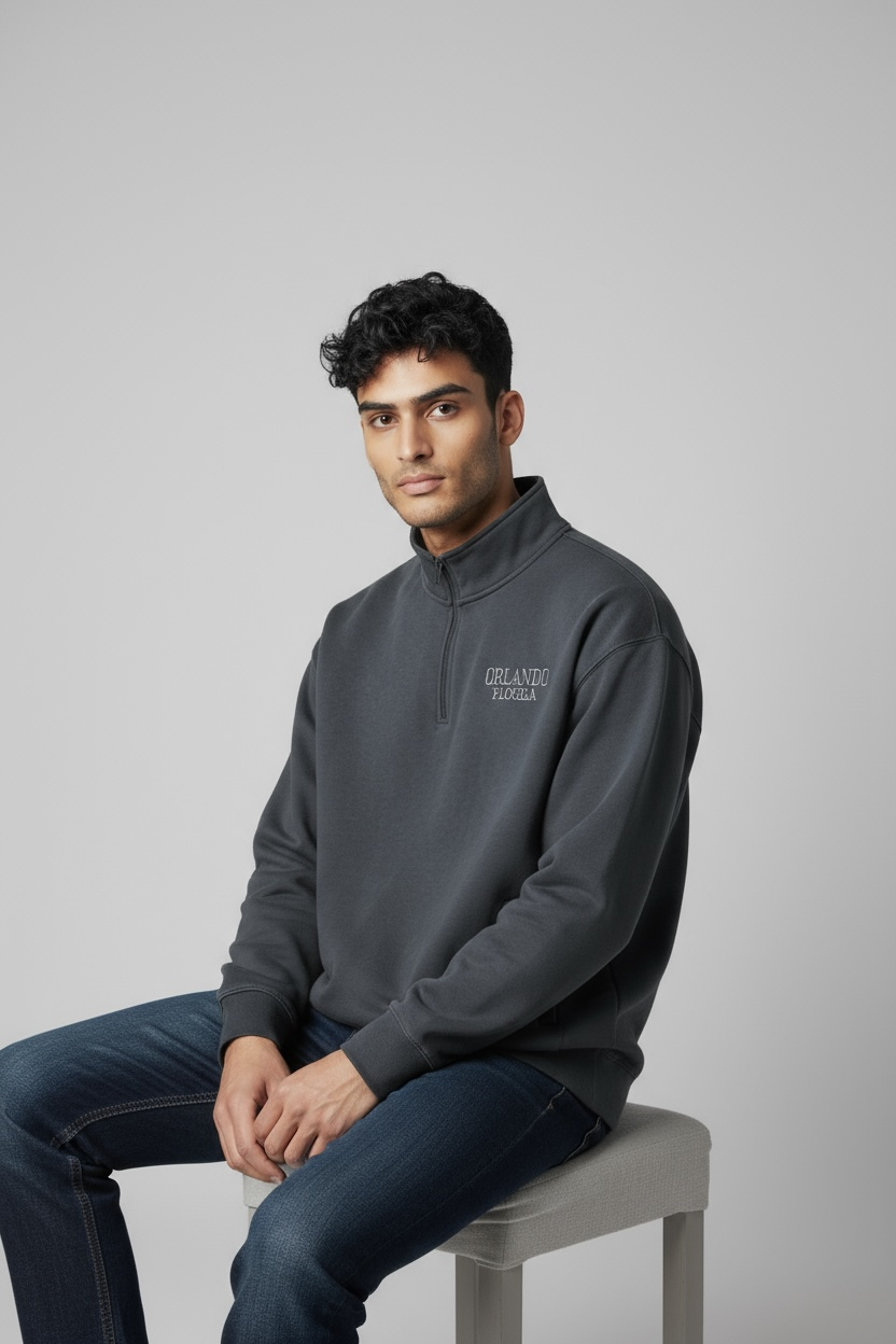 Embroidery Orlando Mock Neck Zipper